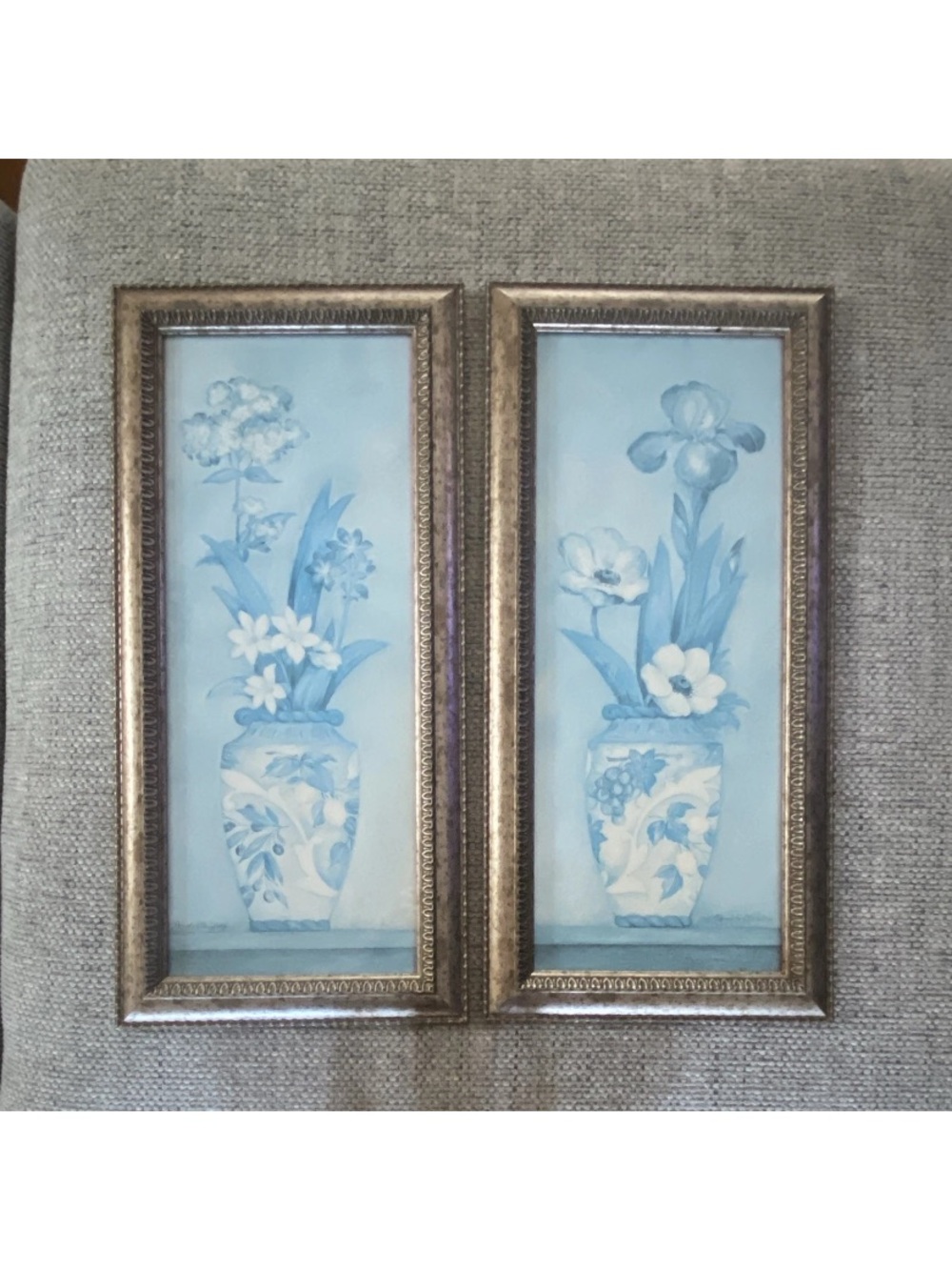 Blue Floral Vase Pair Wall Art - Set of 2
